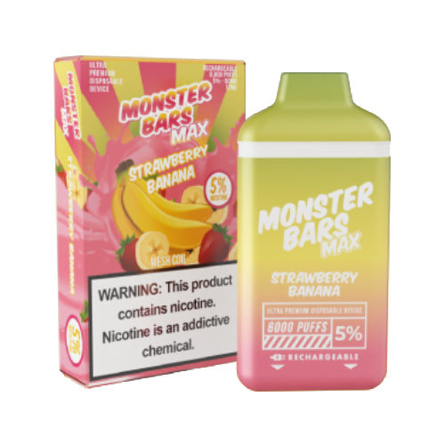 Monster Bars MAX 6000 Strawberry Banana | Kure Vapes