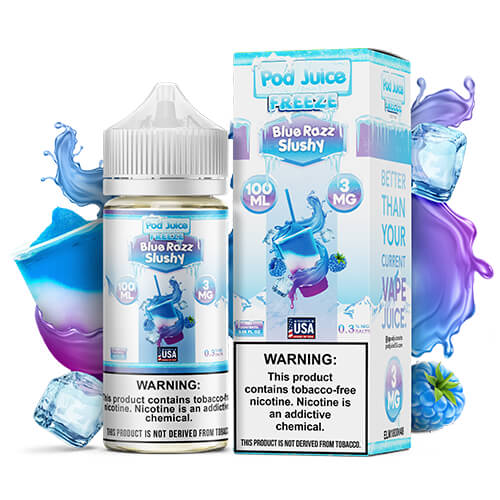 Pod Juice Synthetic Blue Razz Slushy Freeze 100ml | Kure Vapes