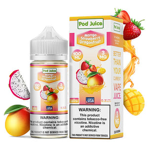 Pod Juice Synthetic Mango Strawberry DragonFruit 100ml | Kure Vapes